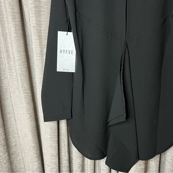 NWT Hyfve Black Long Sleeve Ruffle Back Tunic Blouse Size Medium - Picture 13 of 16